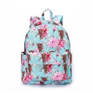 Floral Women's Backpack with Pink and Brown Accents